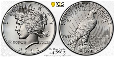 2021 $1 Peace Dollar 100th Anniversary First Strike MS69