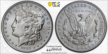 2021 $1 Morgan Dollar 100th Anniversary First Strike MS70
