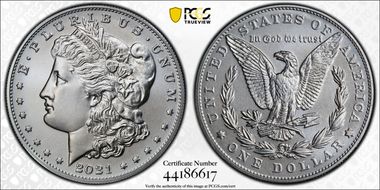 2021 $1 Morgan Dollar 100th Anniversary First Strike MS70