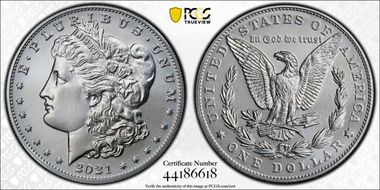 2021 $1 Morgan Dollar 100th Anniversary First Strike MS70