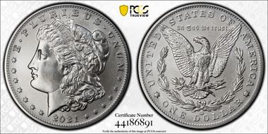2021-CC Privy $1 Morgan Dollar 100th Anniversary First Strike MS70