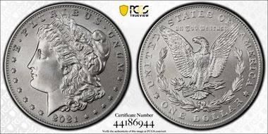 2021 $1 Morgan Dollar 100th Anniversary First Strike MS70