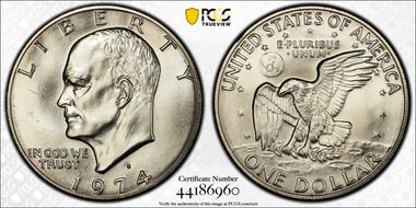 1974-S $1 Silver MS67