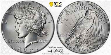 2021 $1 Peace Dollar 100th Anniversary First Strike MS70