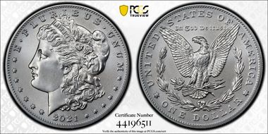 2021 $1 Morgan Dollar 100th Anniversary MS70