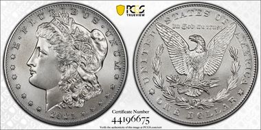 2021 $1 Morgan Dollar 100th Anniversary First Strike MS70