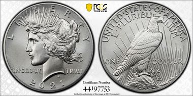 2021 $1 Peace Dollar 100th Anniversary MS70