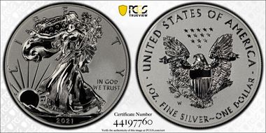 2021-W $1 Silver Eagle Rev PR - Type 1 Designer Edition PR70