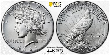 2021 $1 Peace Dollar 100th Anniversary MS69