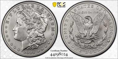 2021-S $1 Morgan Dollar 100th Anniversary First Strike MS70