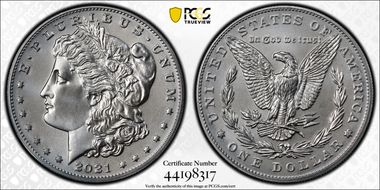 2021 $1 Morgan Dollar 100th Anniversary First Strike MS70