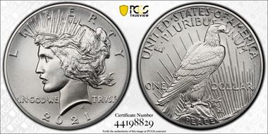 2021 $1 Peace Dollar 100th Anniversary First Strike MS70