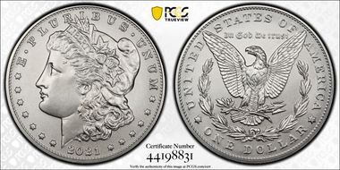 2021 $1 Morgan Dollar 100th Anniversary First Strike MS70