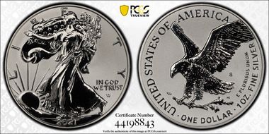 2021-S $1 Silver Eagle Rev PR - Type 2 Designer Edition PR70