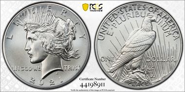 2021 $1 Peace Dollar 100th Anniversary MS70