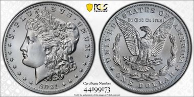 2021 $1 Morgan Dollar 100th Anniversary First Strike MS70
