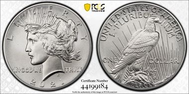 2021 $1 Peace Dollar 100th Anniversary MS70