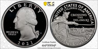 2021-S 25C Crossing the Delaware-Silver Limited Edition Proof Set - First Strike PR69DCAM