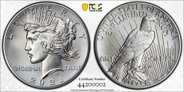 2021 $1 Peace Dollar 100th Anniversary First Strike MS69