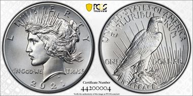 2021 $1 Peace Dollar 100th Anniversary First Strike MS69