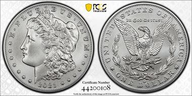 2021-CC Privy $1 Morgan Dollar 100th Anniversary MS70