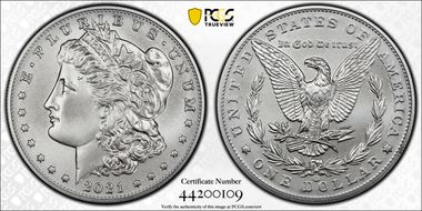 2021-CC Privy $1 Morgan Dollar 100th Anniversary MS70