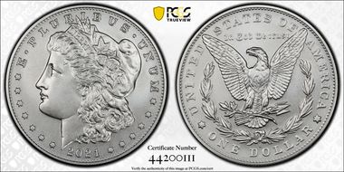 2021-S $1 Morgan Dollar 100th Anniversary MS70