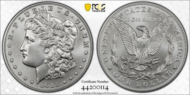2021-D $1 Morgan Dollar 100th Anniversary MS70