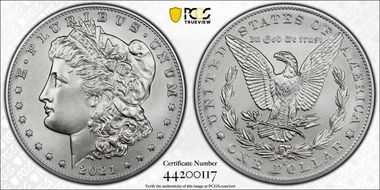 2021-O Privy $1 Morgan Dollar 100th Anniversary MS70