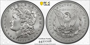 2021 $1 Morgan Dollar 100th Anniversary MS70
