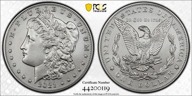 2021 $1 Morgan Dollar 100th Anniversary MS70