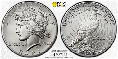 2021 $1 Peace Dollar 100th Anniversary MS70