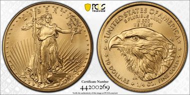 2021-W $10 Gold Eagle - Type 2 Unfinished Proof Dies MS70