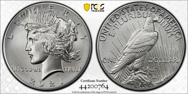 2021 $1 Peace Dollar 100th Anniversary First Strike MS70