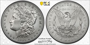 2021 $1 Morgan Dollar 100th Anniversary First Strike MS70