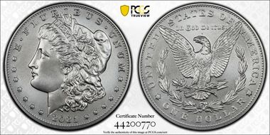 2021 $1 Morgan Dollar 100th Anniversary First Strike MS70