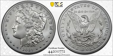 2021-CC Privy $1 Morgan Dollar 100th Anniversary First Strike MS70