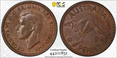 1943-I (b) 1D Long Reverse Denticles AU55BN