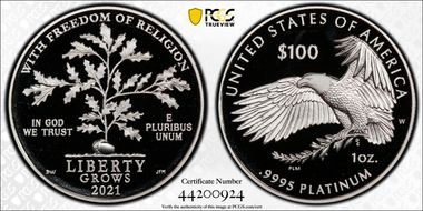 2021-W $100 Freedom of Religion PR69DCAM
