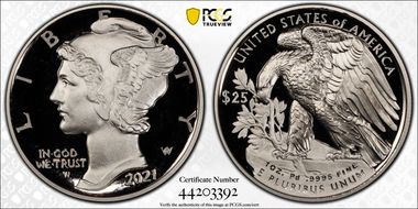 2021-W $25 Palladium PR69DCAM