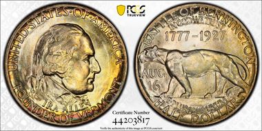 1927 50C Vermont MS67