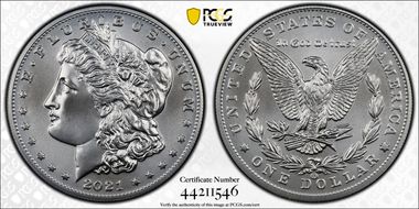 2021-CC Privy $1 Morgan Dollar 100th Anniversary First Strike MS70