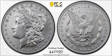 2021-D $1 Morgan Dollar 100th Anniversary First Strike MS70