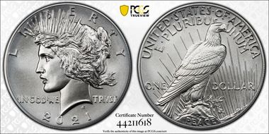 2021 $1 Peace Dollar 100th Anniversary MS69
