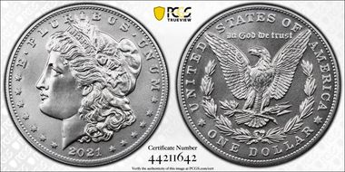 2021 $1 Morgan Dollar 100th Anniversary MS70