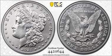 2021 $1 Morgan Dollar 100th Anniversary MS65
