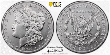 2021-S $1 Morgan Dollar 100th Anniversary MS70
