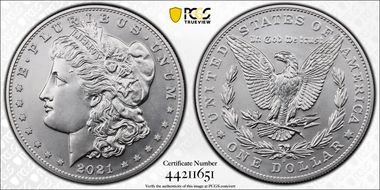 2021-S $1 Morgan Dollar 100th Anniversary MS70