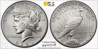 2021 $1 Peace Dollar 100th Anniversary First Strike MS70