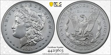 2021 $1 Morgan Dollar 100th Anniversary MS70